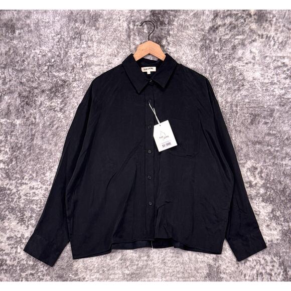 Djerf Avenue Tops - New Djerf Avenue On The Go Shirt Large Womens Cupro Ash Black